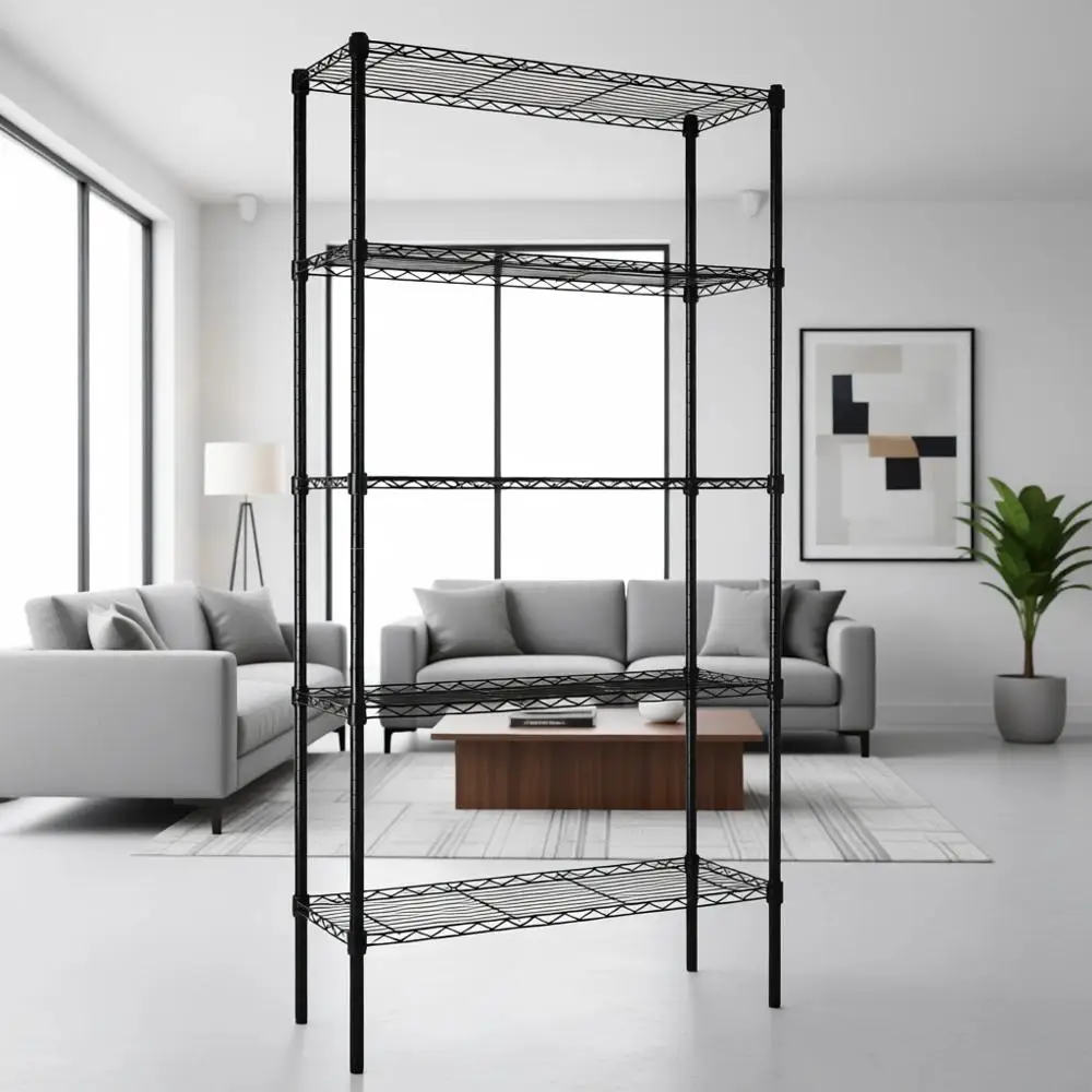 

Регулируемые стеллажи из прочной стальной проволоки, 36 x 14 x 72, идеально подходят для кухни, гаража, черные