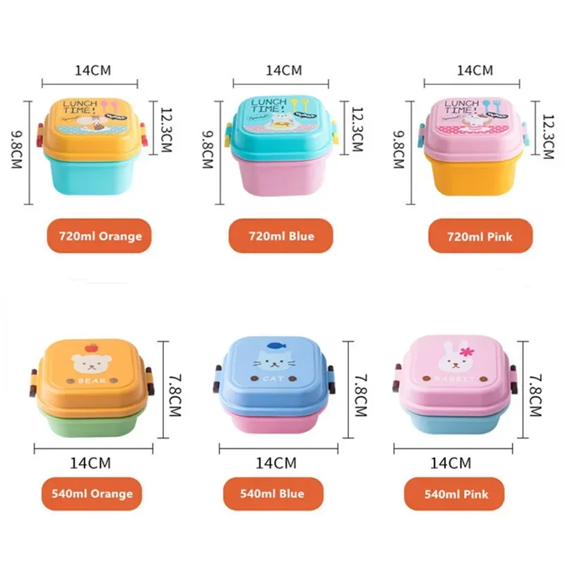 Cartoon Healthy Plastic Lunch Box Microwave Oven Lunch Bento Boxes Food Container Dinnerware Kid Childen Lunchbox