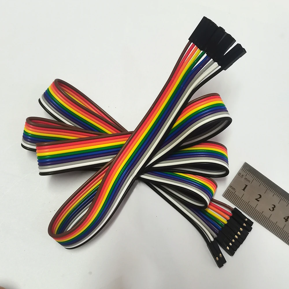 10P Regenbogen-Jumper-Verlängerungskabel, 2,54 mm Rastermaß, Stecker auf Stecker, Stecker auf Buchse, Buchse auf Buchse, Draht für Breadboard DIY, 0,2, 0,3 m, 0,5 m, 1 m – Detail 4