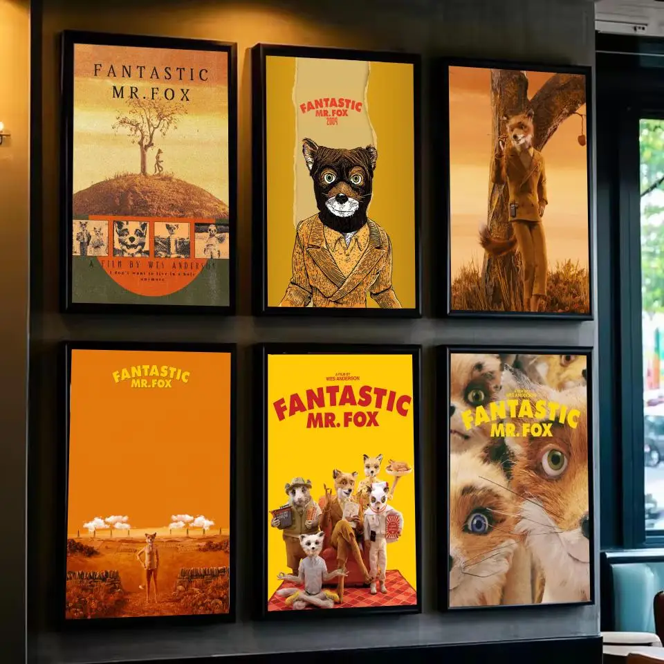 ملصق ملصق فيلم The Fantastic Mr. Fox مقاوم للماء عالي الدقة ملصق فني جداري ذاتي اللصق ديكور جمالي للمعيشة المنزلية