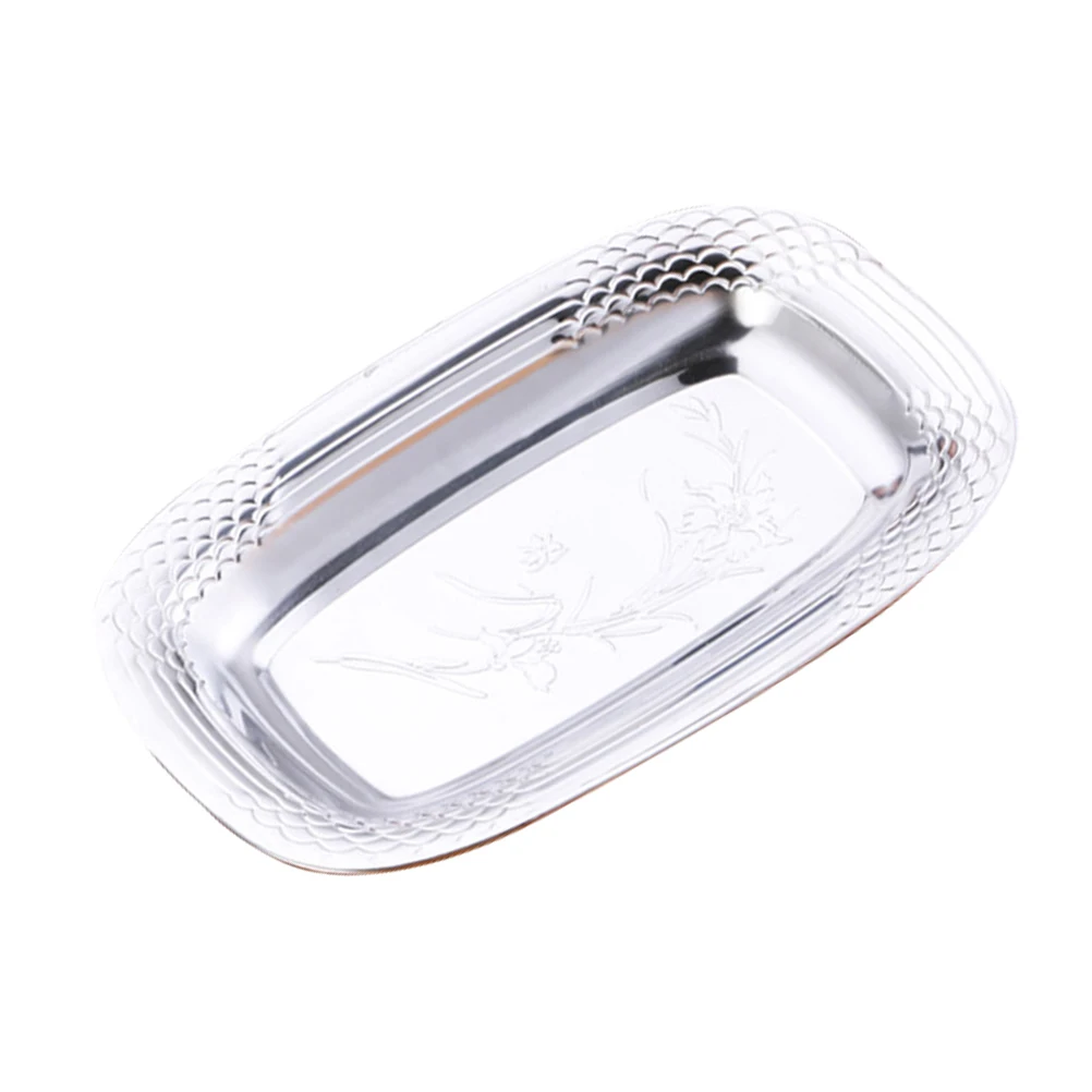

Stainless Steel Square Plate for Snacks Cakes Salads Silver Dinner Toddler Child Practical Easy Clean Suitable