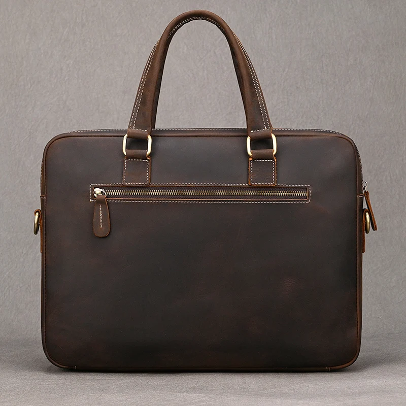 Genuine Leather Briefcase For Men Male Cowskin Laptop Business Handbag Vintage Style Crazy horse leather Shoulder Crossbody Bag