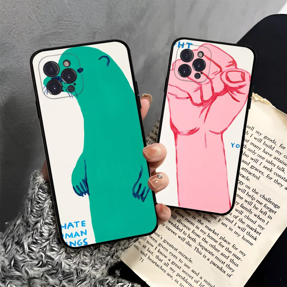 D-David S-Shrigley Phone Case for iPhone 16 15 8 7 6 6S Plus X SE XR XS 14 11 12 13 Mini Pro Max Mobile Case