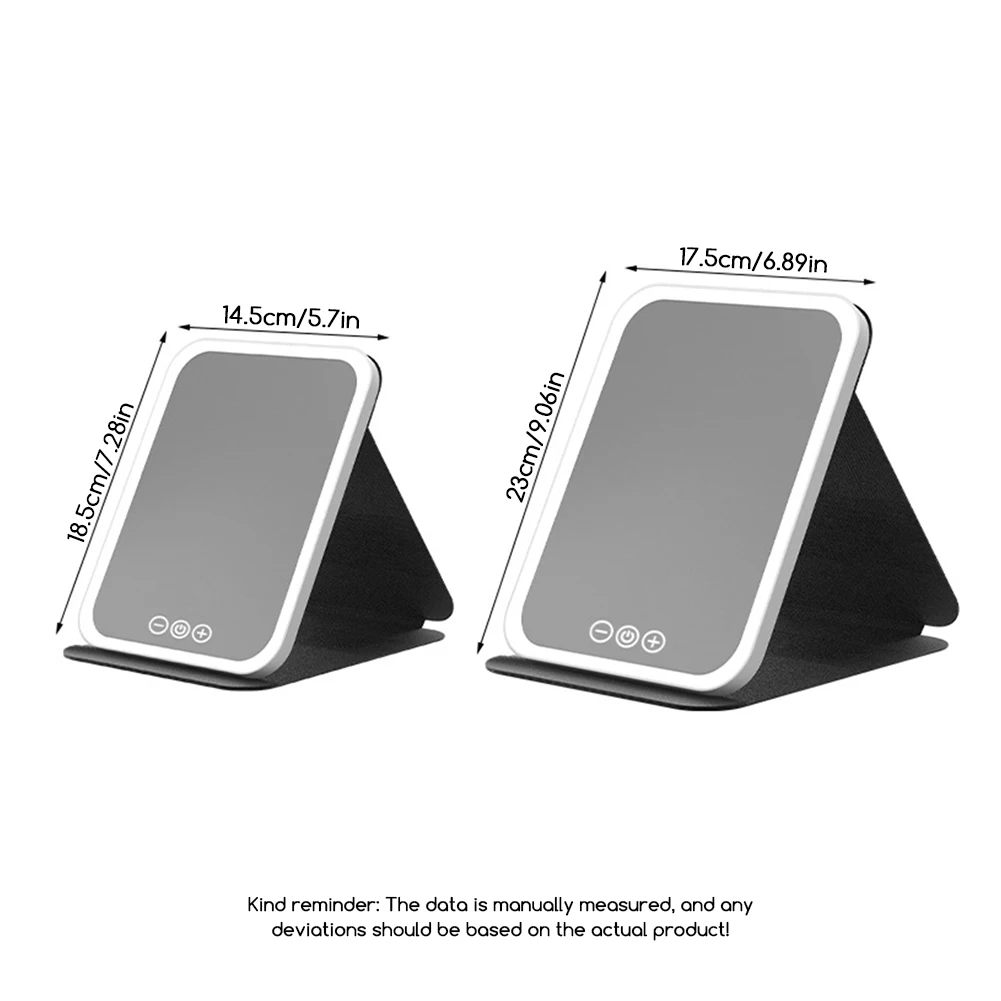 Espelho de maquiagem led com luz, tamanho s/l ajustável espelho de penteadeira de mesa, luz de preenchimento de maquiagem portátil recarregável para senhoras