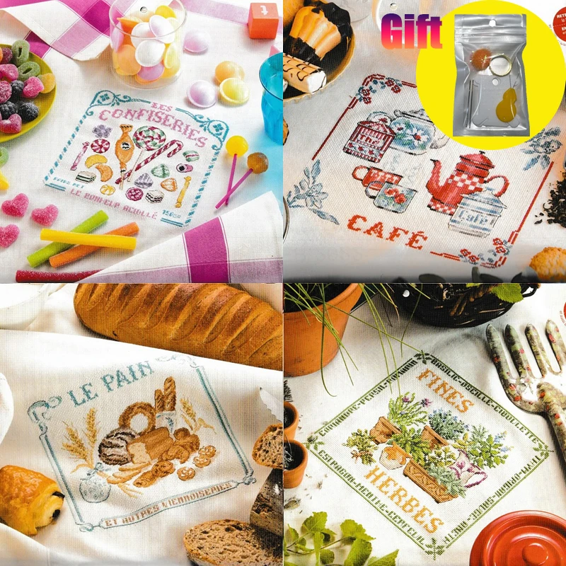 Spring Cross Stitch Kit Vanilla Candy Cartoon Pattern DIY Gift for kids Mini Embroidery 11CT Printed Canvas Unfinished Tool Kit