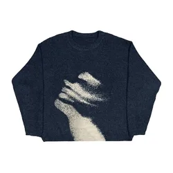 Autumn/Winter 2024 Loose Street Fashion Pullover Sweater Personality Casual Crew-neck Warm Sweater