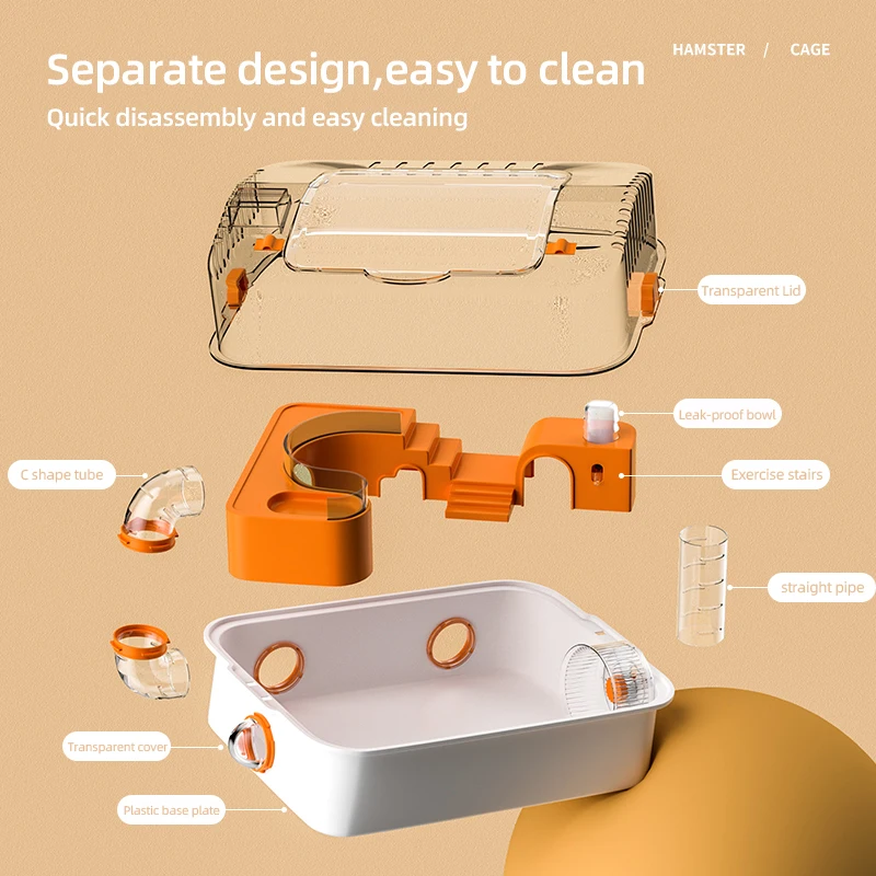 Stylish Small Animal Acrylic Pet Cage Suitable for Hamsters, Rodents and Mice Button Closed Type