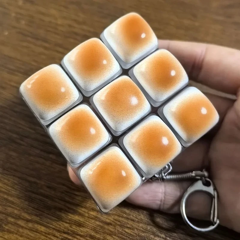 1PC Caramel Bread Keyboard Stress Relief Button Light Keycap Backpack Pendant Keychain For Office Adult Accessory[NC]