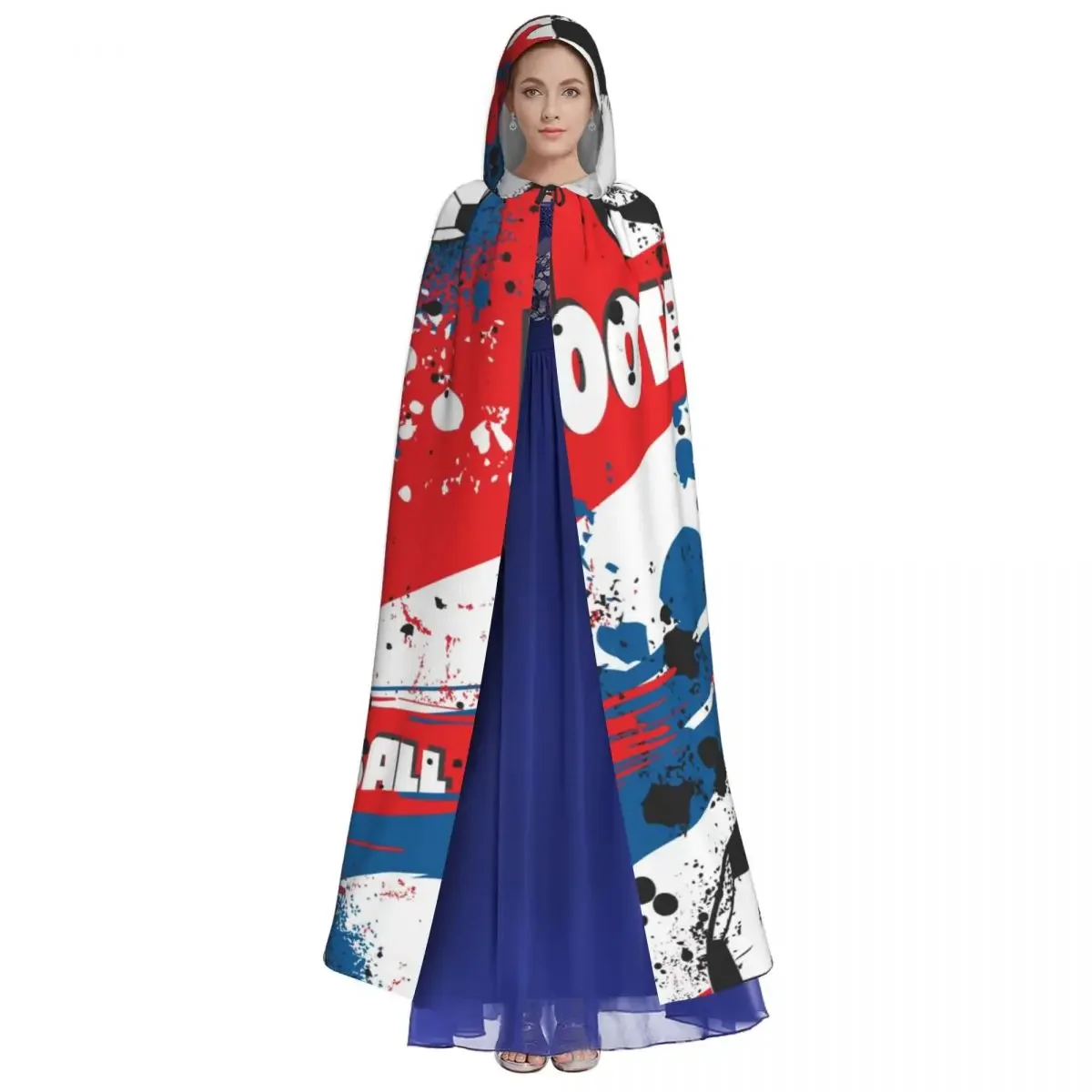 Unisex Adult Abstract France Football Sport Ball Colors Pattern with Hood Long Witch Costume Cosplay