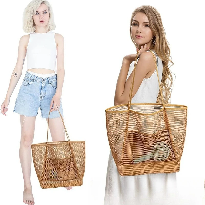 

Summer Beach Handbag Women's Large Capacity - Durable Polyester Woven Shoulder Bag, Suitable for Travel and Shopping