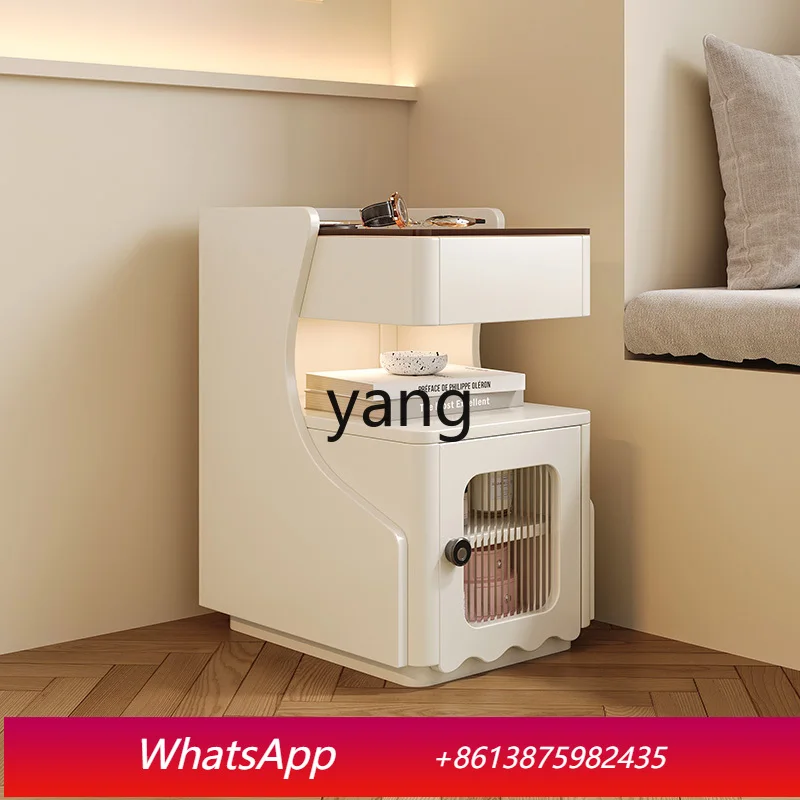 MM Smart small bedside table with fingerprint lock bedroom solid wood high-end super narrow crevice cabinet