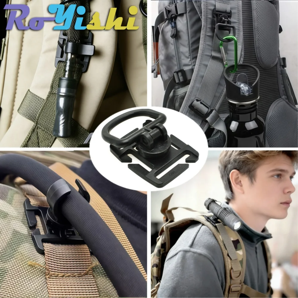 2-10 Pcs MOLLE Rotation Sternum Strap Tube Pipe Clip Holder Buckle Webbing 25mm Black