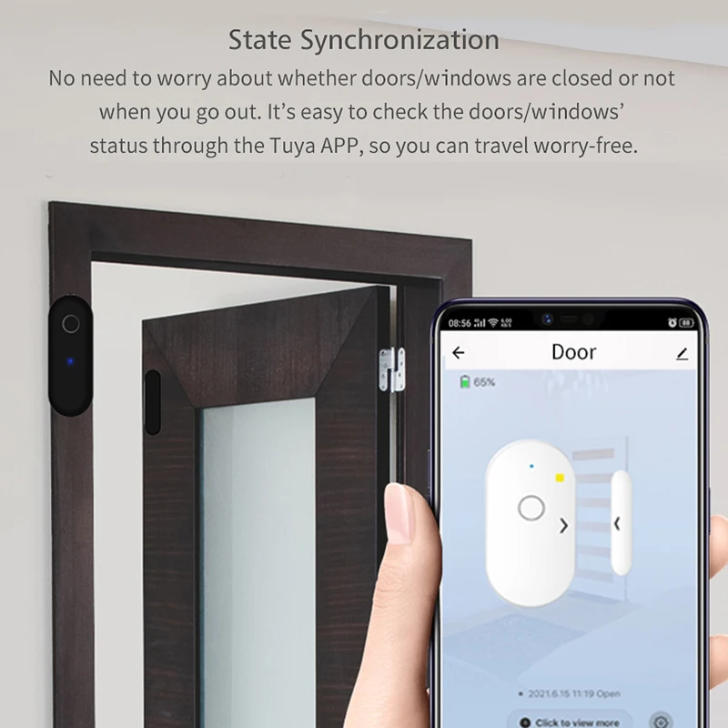 Tuya WiFi Door Window Detector Smart Life APP Remote Control Notification Alarm Sensor Compatible with Alexa Google Assistant