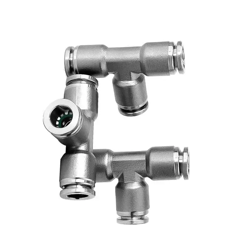 

SAP PE-4 PE-6 SS304 pneumatic PE gas pipe quick insertion pneumatic Tee quick connector 304 Plug-in Gas Pipe Pneumatic jount