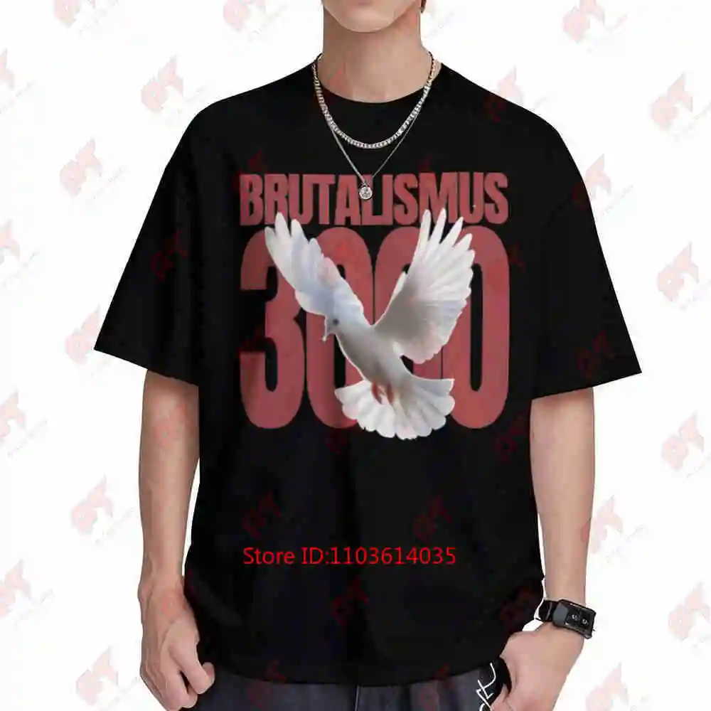 Camiseta de Manga Corta Brutalism 3000 con Símbolo de la Paloma de la Paz, Estilo Rave Techno, 100% Algodón
