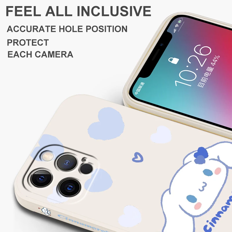 Cinnamoroll Sanrio Cartoon Liquid Left Rope For Apple iPhone 15 14 13 12 11 XS XR X 8 7 SE Pro Max Plus Mini Soft Phone Case - Image 6
