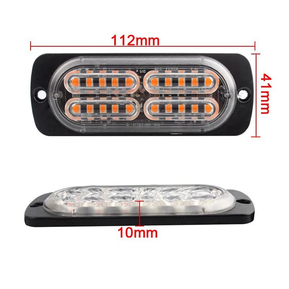 4PCS 20LED Stroboscopes 12V Strobe Light 4 in 1 Car Emergency Light Beacon Emergency Fashing Light (White Light)