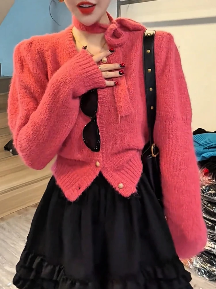 

Korean Style Soft Cozy V-Neck Knitted Open Cardigan Autumn Winter New Arrival plus Size Fashionable Elegant Slimming Top