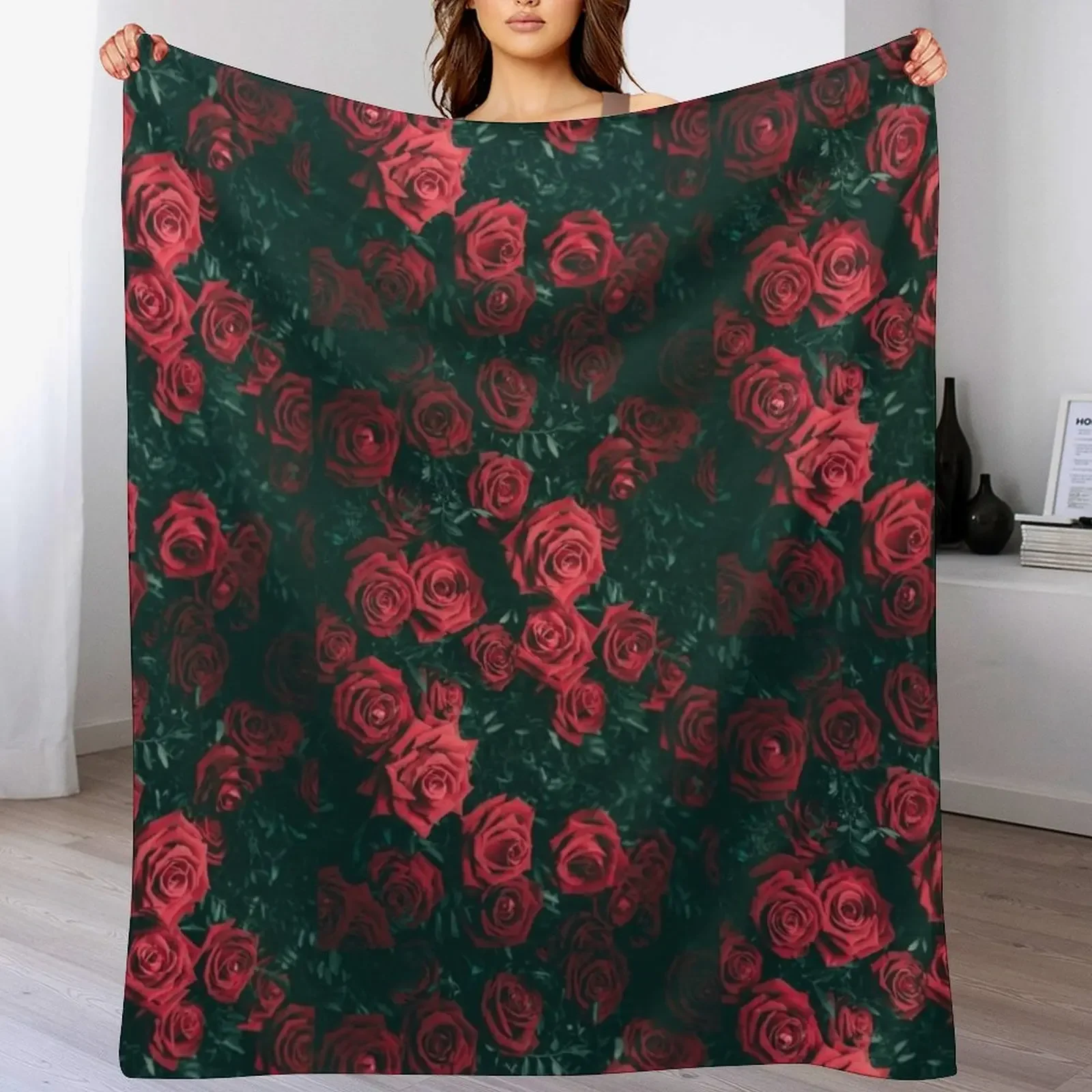 

DARK ROSES Throw Blanket Bed covers valentine gift ideas Bed Luxury Designer Blankets