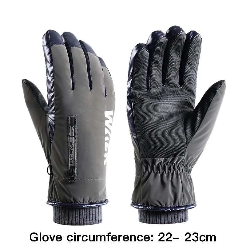 

High quality winter ski gloves for men and women waterproof fur lining hand warmer new 2024 cycling outdoor gloves black grey