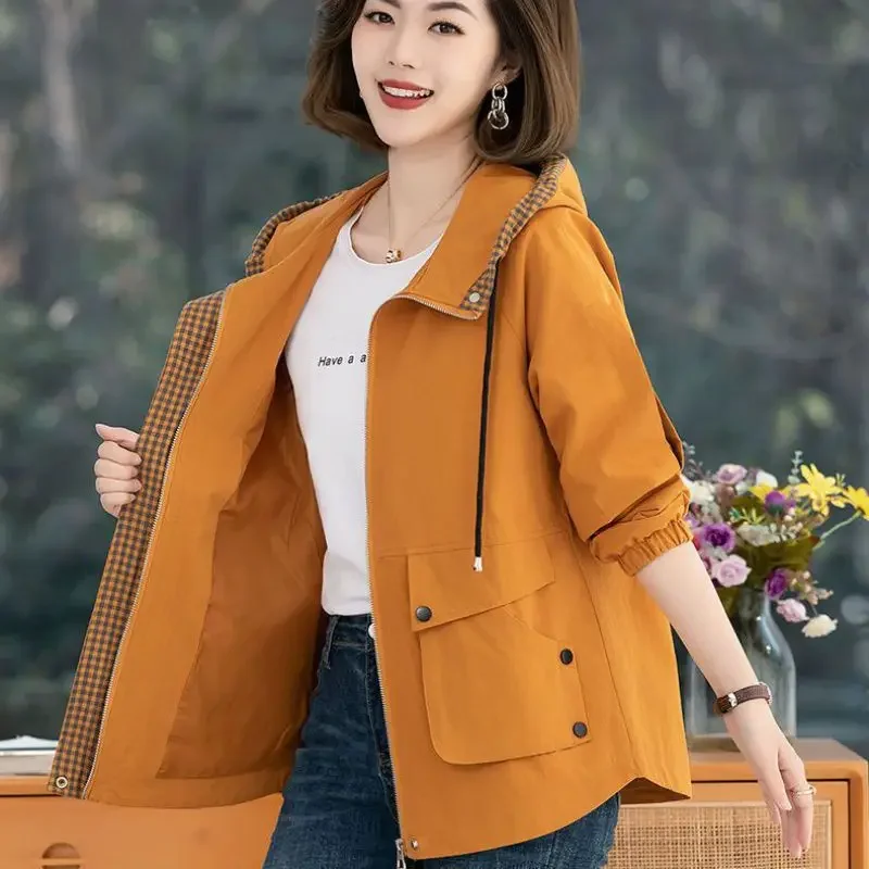 Kurze samt Herbst Winter Trenchcoat für Frauen Kapuze lässig plus Größe Wind breaker Tops lose Frühlings jacken weibliche M-4XL