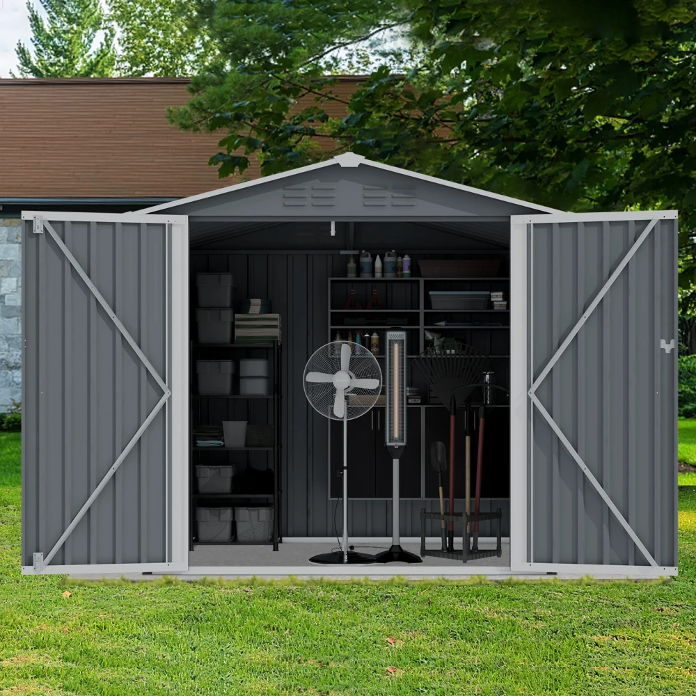 Outdoor Storage Shed 6 x 4 FT Large Metal Tool Sheds, Heavy Duty Storage House with Sliding Doors with Air Vent for Backyard