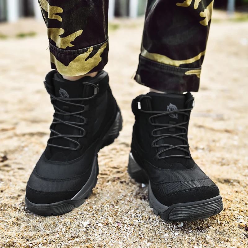 Men's Waterproof Leather Hiking Work Boots Non-Slip Lightweight Outdoors Breathable Non-Slip Desert Boots image 3