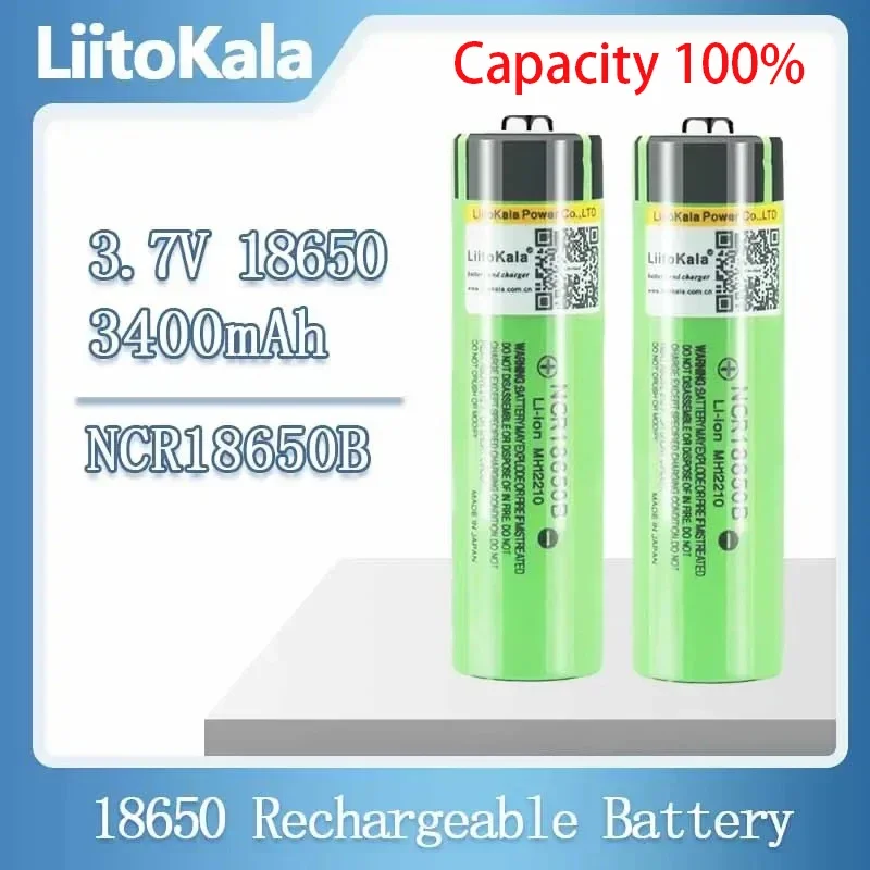3.7V 3400mAh Liitokala brand original NCR18650B 18650 lithium battery, for Bluetooth speakers, POS machines, flashlights