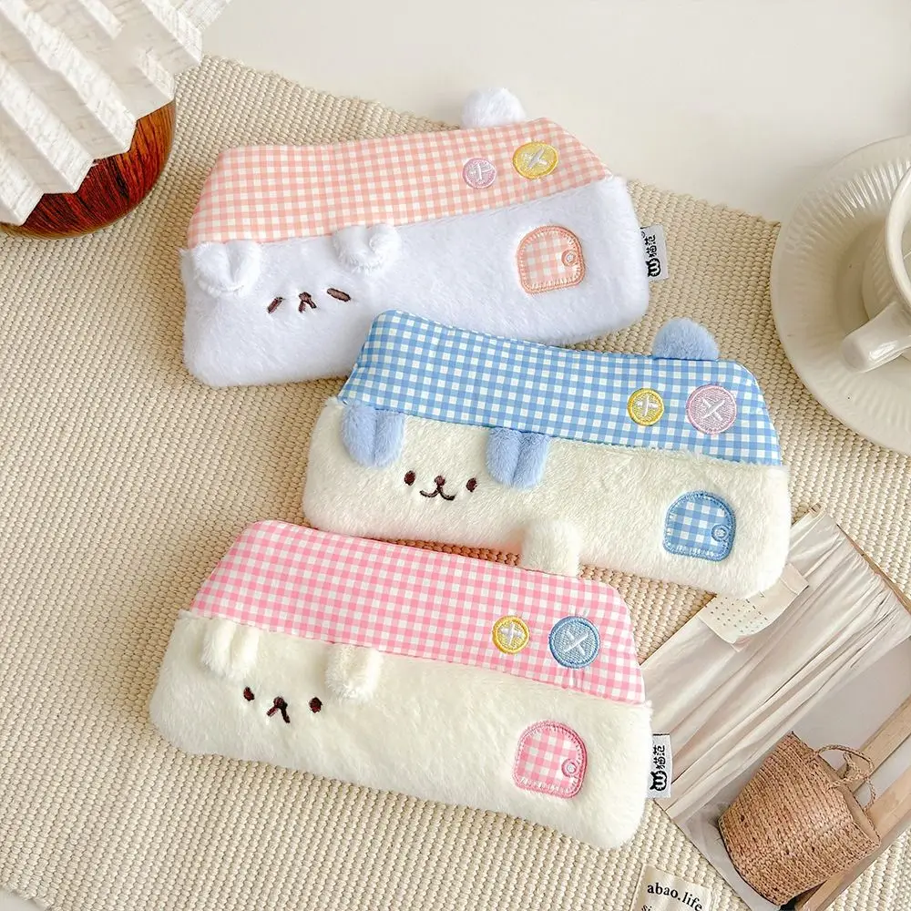 Creative House Shape Pen Bag Large Capacity Plush Pencil Case Cartoon Multifunctional Stationery Bag Student