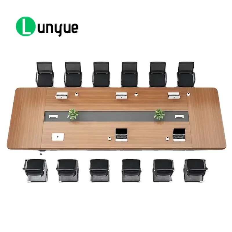 Heavy Duty Executive Conference Table with Power Outlet and Data Port Premium Meeting Desk for Conference Center Office