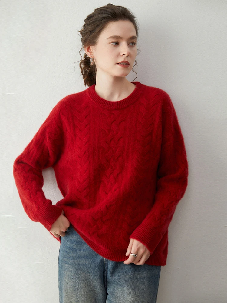 

100% кашемир Grace, женский осенне-зимний простой пуловер с круглым вырезом, вязаный теплый мягкий комфортный костюм, топы