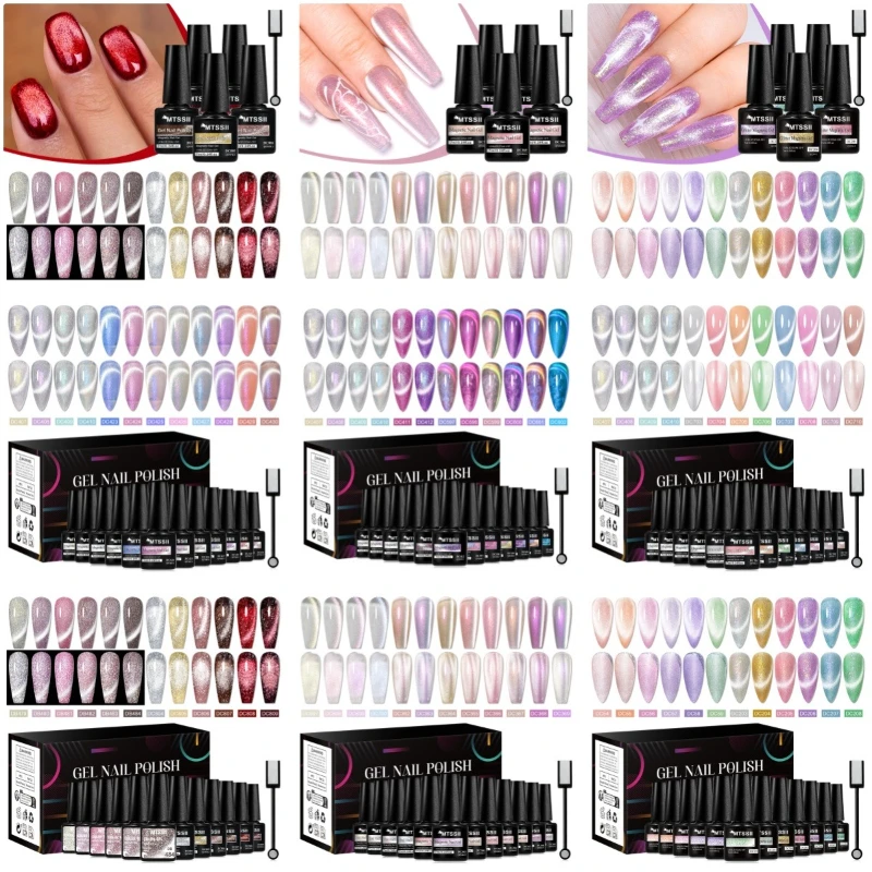 

13Pcs Cat Magnetic Gel Nail Polish Set With Magnetic Stick Glitter Effect Semi Permanent Soak Off UV Gel Varnish DIY Nails Art