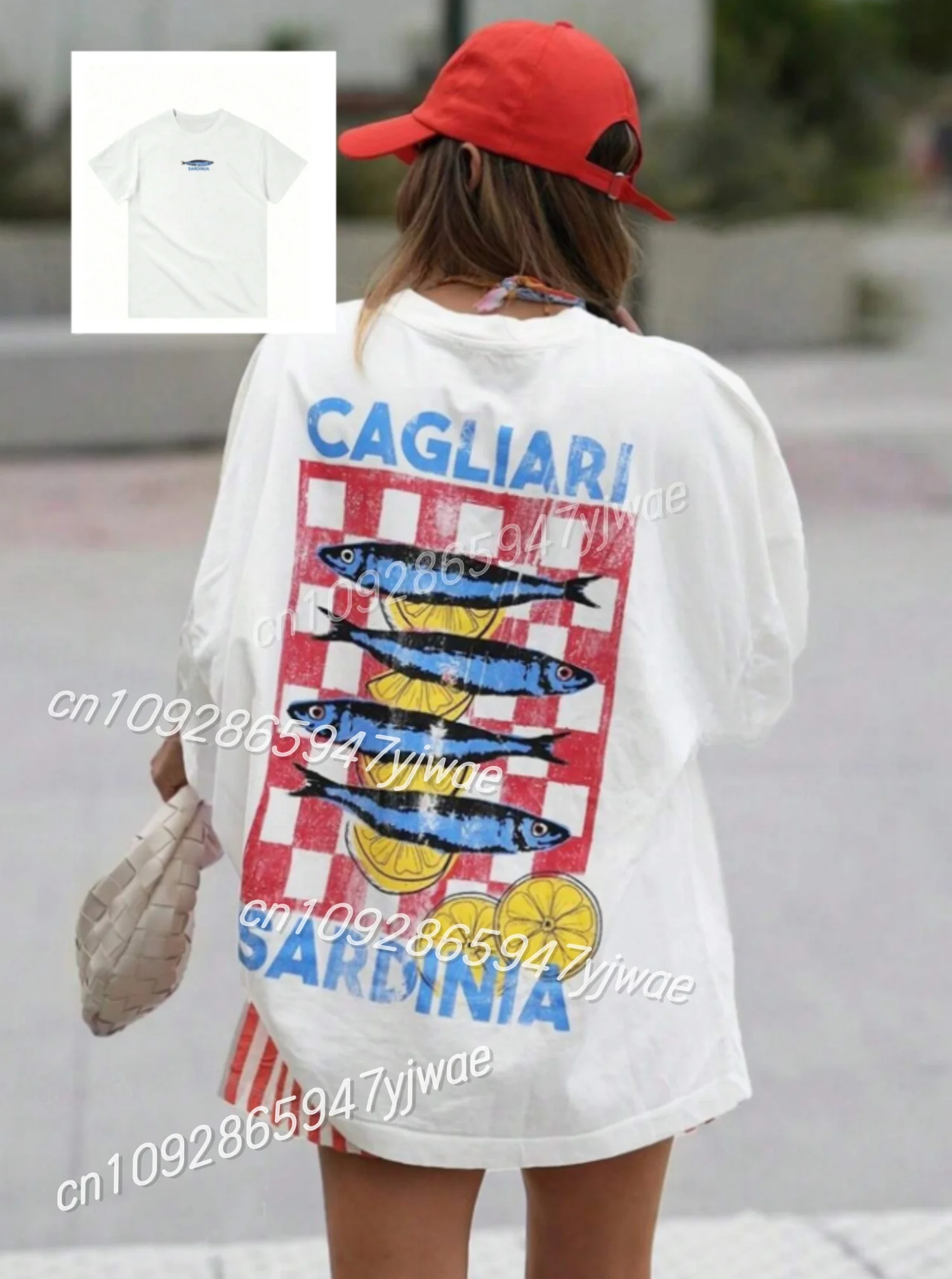 

Женские футболки с принтом Sardine Harajuku, популярные повседневные летние футболки с рисунком еды, уличная одежда, женская одежда, футболки Y2k