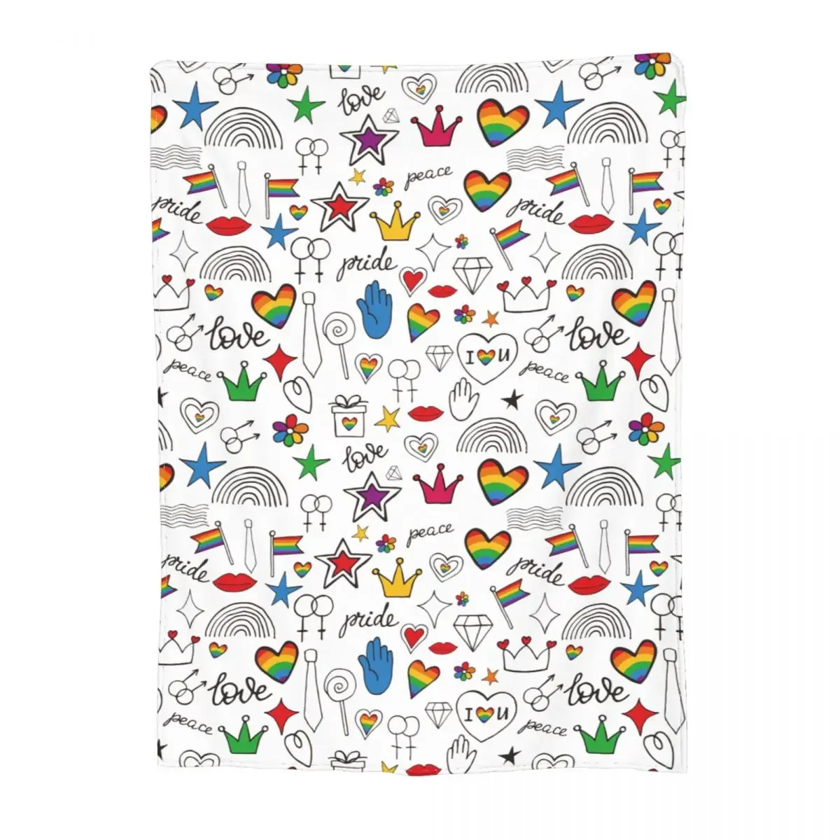 LGBTQ Doodles Pride Love Peace Rainbow Blankets Fleece Winter Gay Parade Slogan LGBT Rights Throw Blanket for Bedding Bedspreads