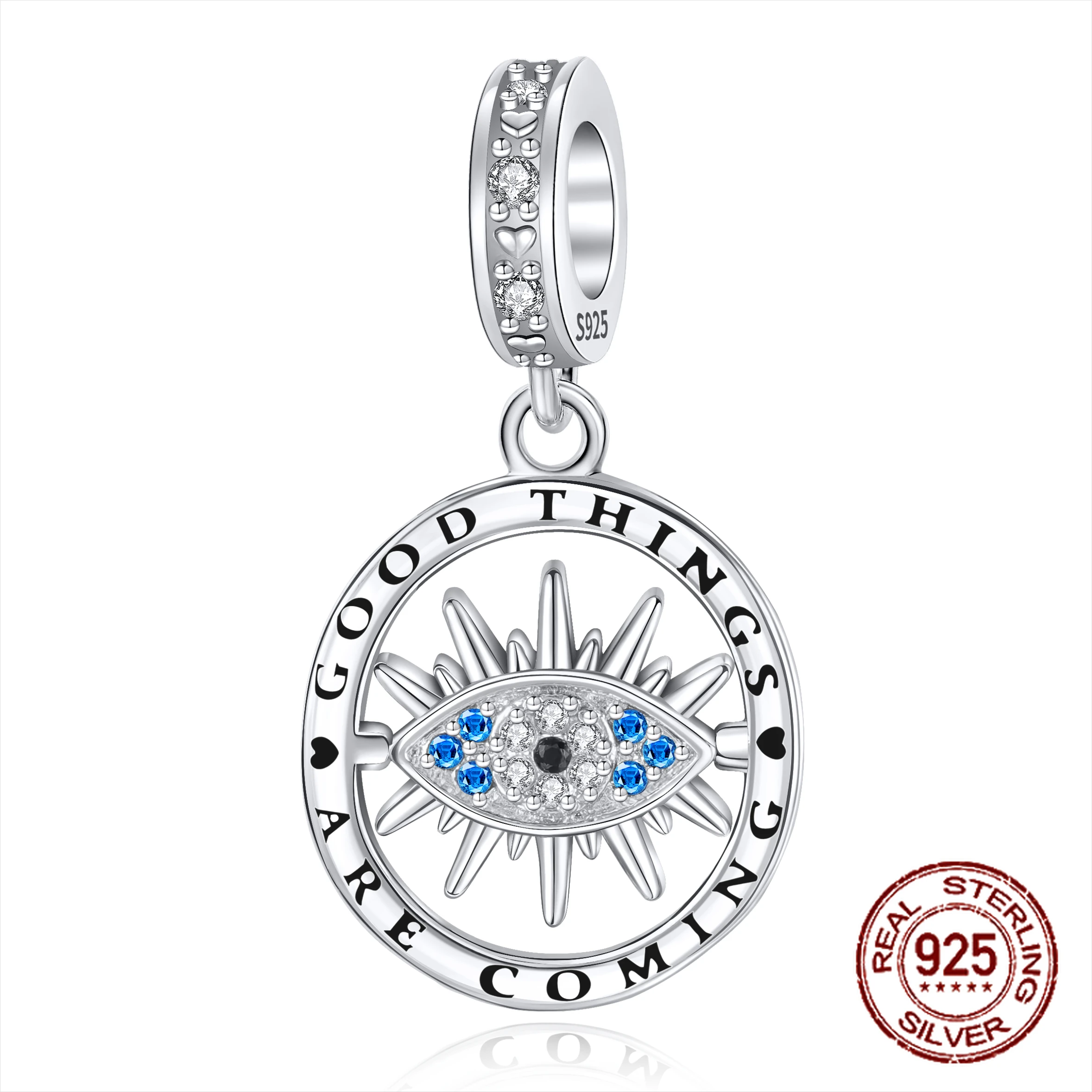 

925 Sterling Silver Good Things Are Coming Eye Pendant Charm Fit Original Charms Bracelets Women DIY Jewelry Gift