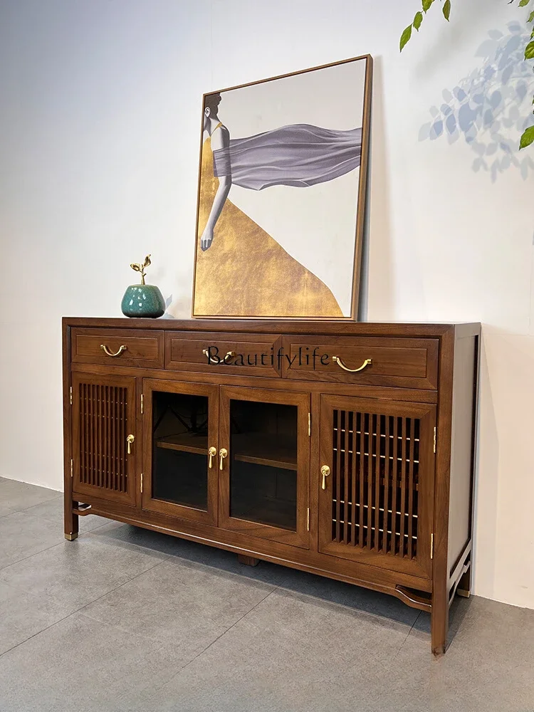 

FG28New Chinese Style Sideboard Cabinet Old Elm Hallway Multi-Functional All-Match Solid Wood Locker