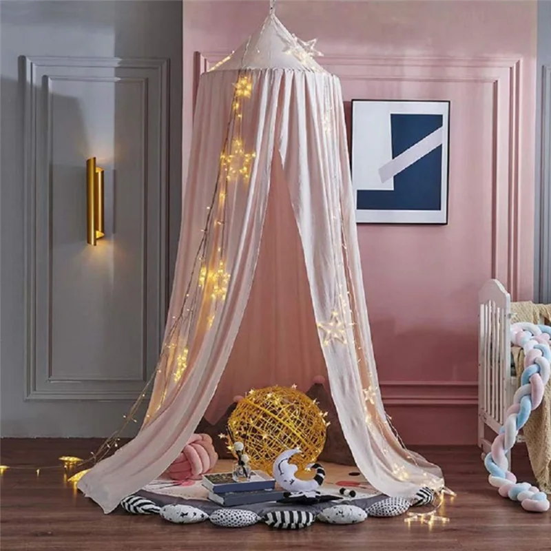 Princess Round Dome Bed Canopy Children Bed Canopy Tent Decor & Reading Nook For Kids-Pink Children's For Girls Room