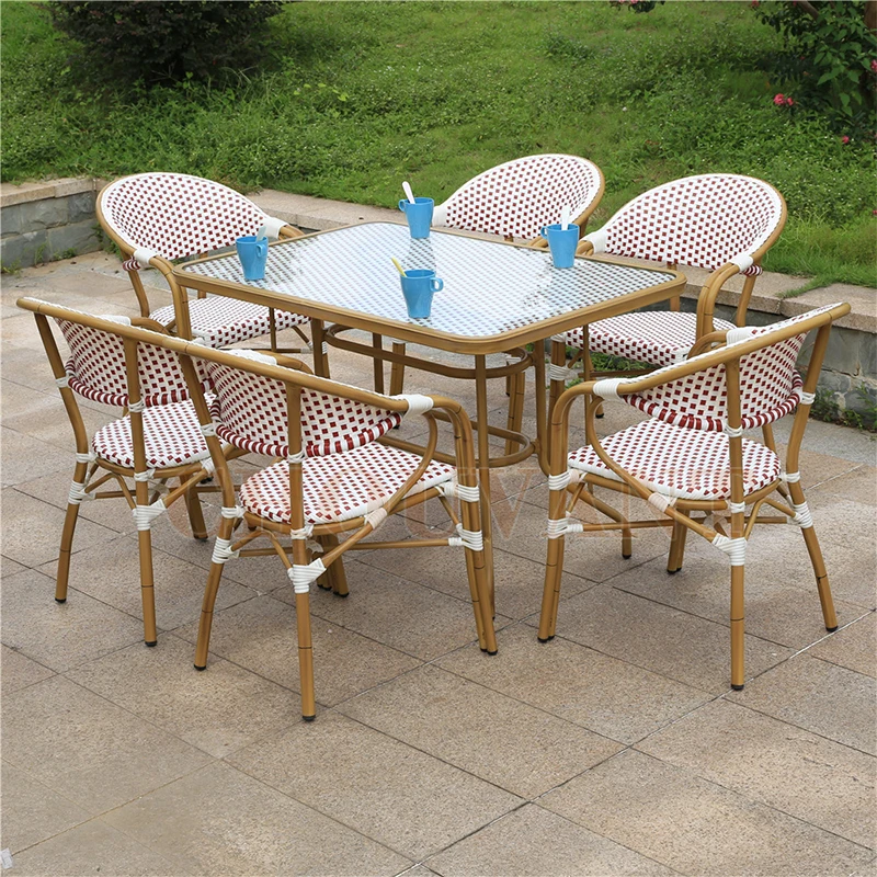 Outdoor PE Cane Table Patio PP Wicker   Dining  Glass  Coffee furniture