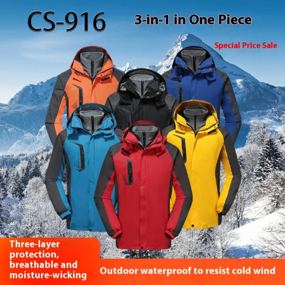 

Men's 2025 New Hot 3-in-1 Colorblock Jacket Waterproof Windproof Oil-Repellent Breathable Durable Stylish Design Multiple Pocket