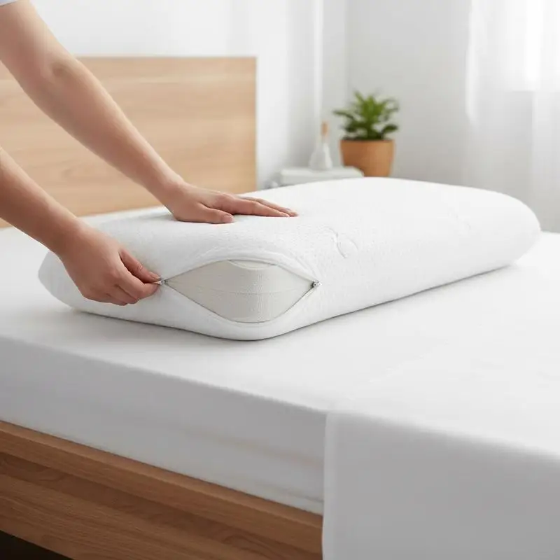Oreiller rectangulaire pour dormir 90x40x13 cm en mousse à mémoire de forme gel avec finition mate, technologie rafraîchissante régulatrice de température, fermeté moyenne pour aligner la colonne vertébrale et soulager la tension cervicale, tissu polyester résistant, design minimaliste