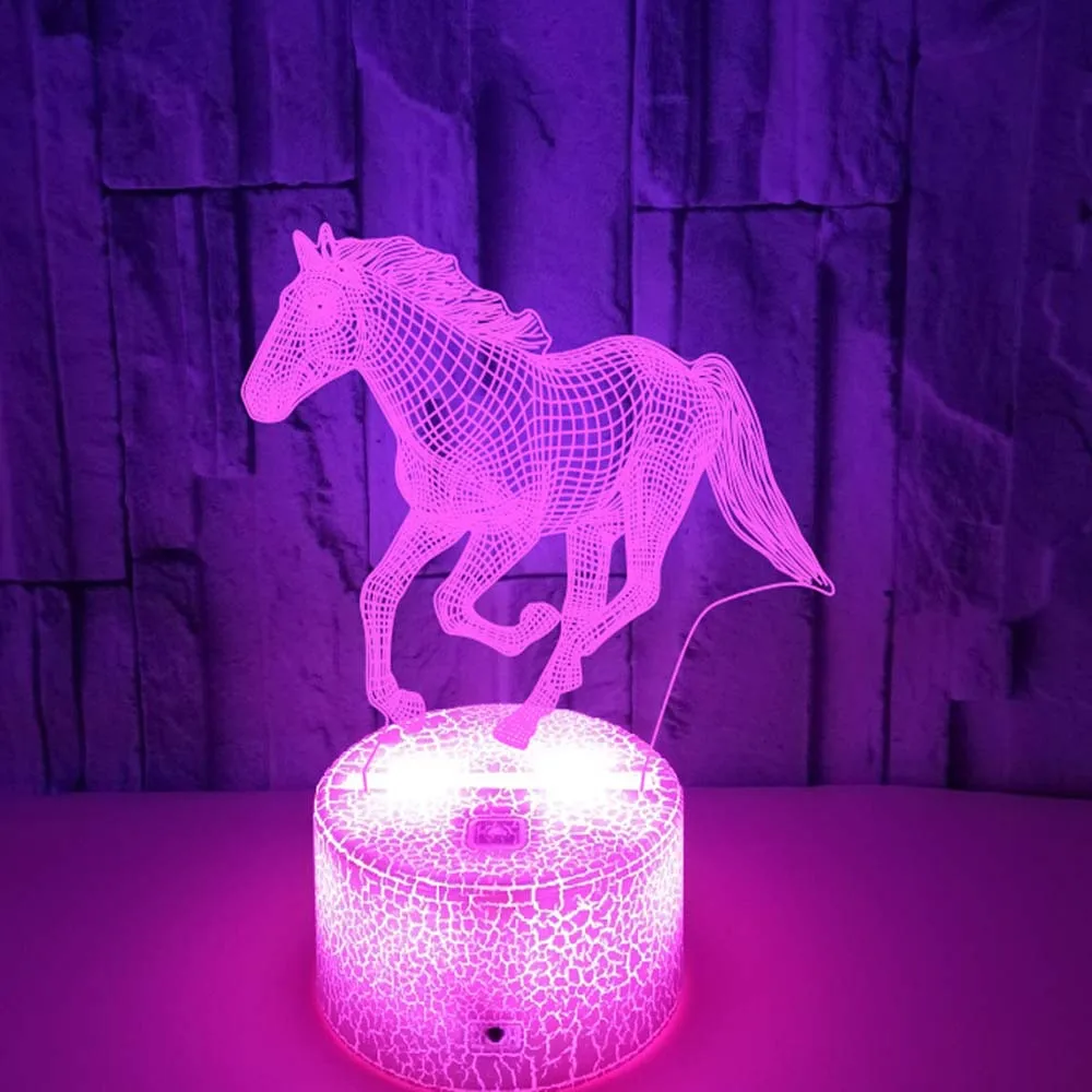 3d Illusie Lamp Led Kinder Nachtlampje Voor Slaapkamer Decoratie Paard Tafellamp Kerstcadeaus Nachtlampje Kind Nachtlampje