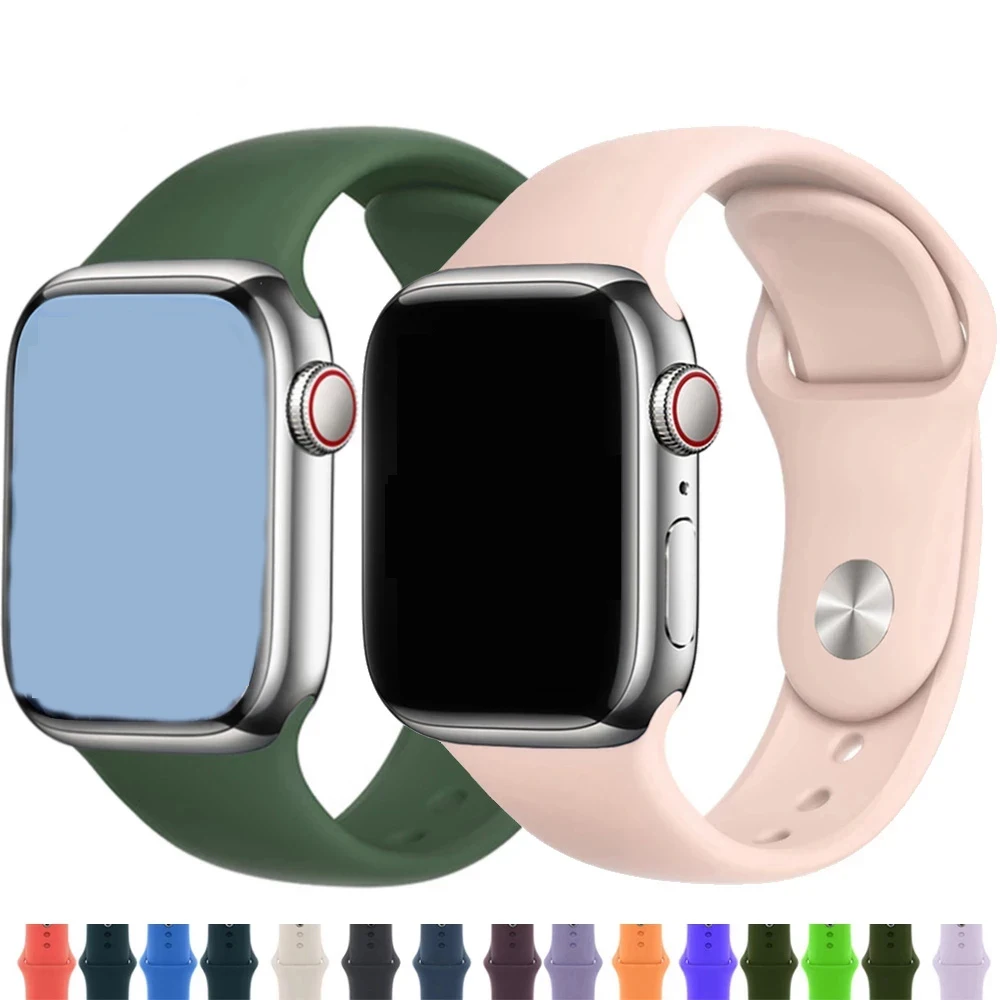 Silicone Band for Apple Watch Strap 44mm 45mm 40mm 41mm 42mm 45 Mm Sport Bracelet Iwatch Series 10 9 8 7 6 5 4 3 SE Ultra 2 49mm