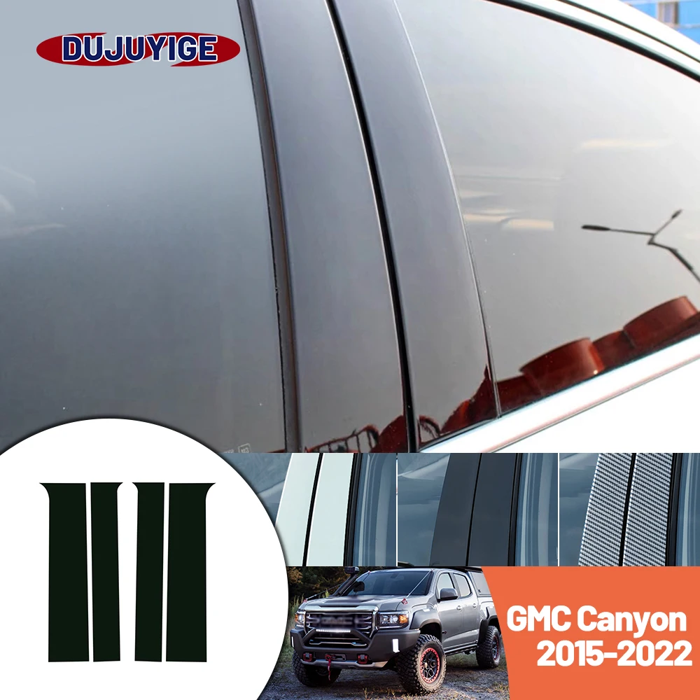 

Bright black carbon fiber door and window B C Pillar sticker suitable For Chevrolet GMC Canyon 2015-2022 2016 2017 2018