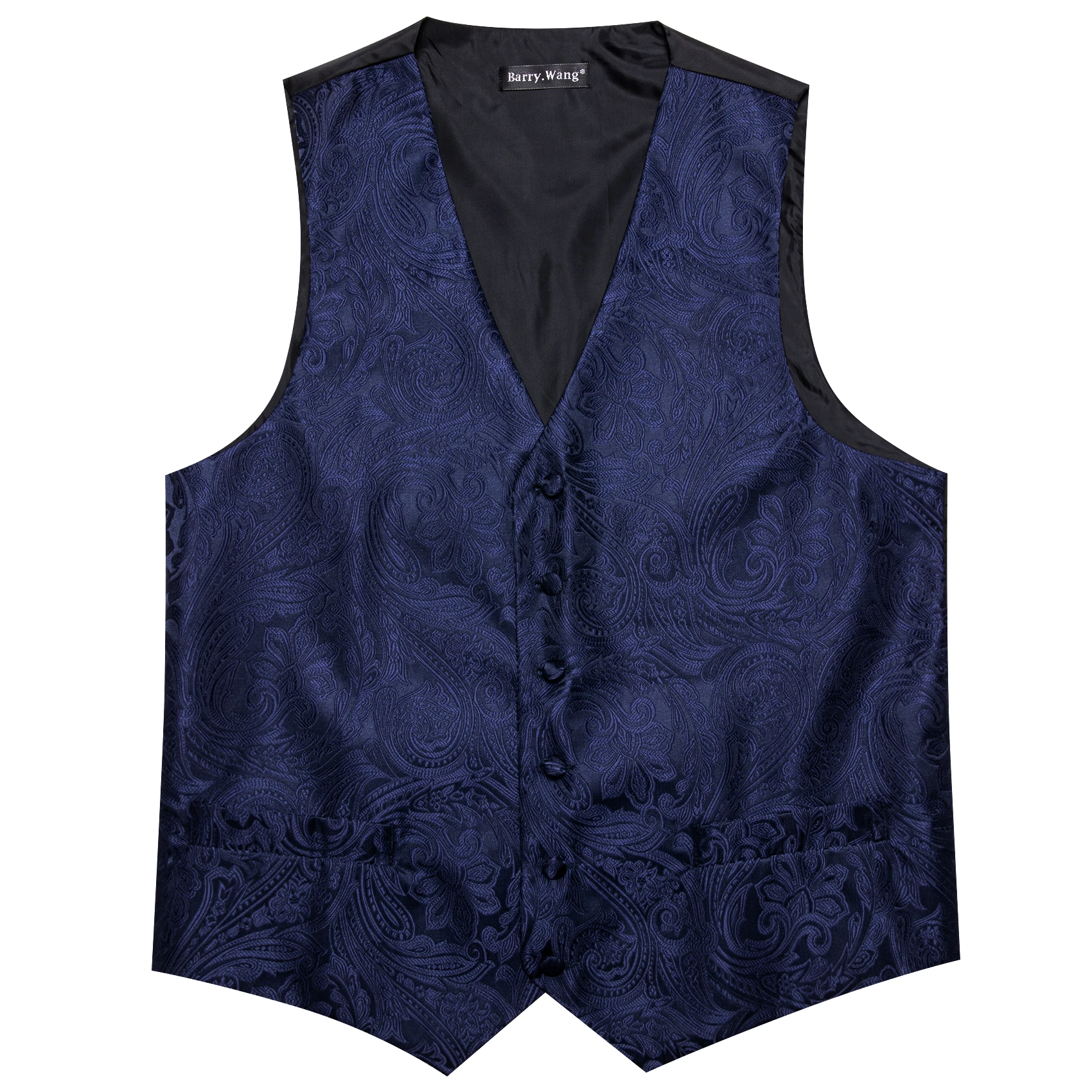 Barry.Wang 100 Colors Silk Men Vest Jacquard Paisley Floral Waistcoat Tie Hanky Cufflinks Set Sleeveless Jacket Wedding Business