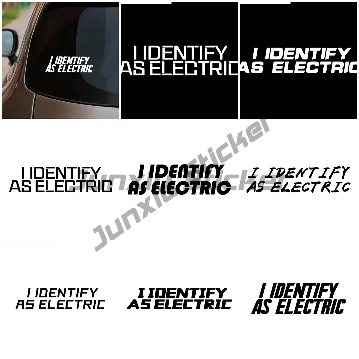 

I Identify As A Electric Car Stickers ATV Anime Creative Die-cut Scratch-Proof Laptop Refrigerator Graphics Car Goods