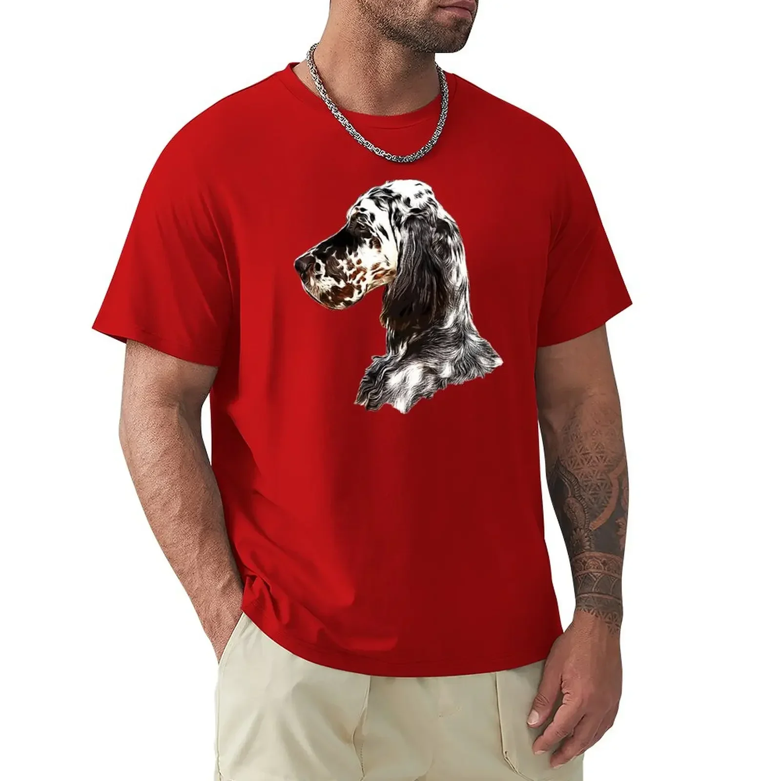 English Setter T-Shirt summer clothes hippie  oversizeds men clothing