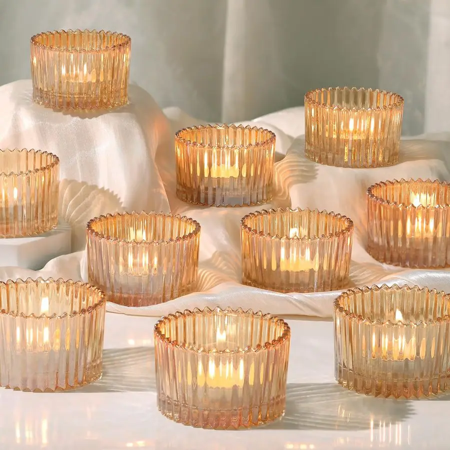 

pcs Large Tea Light Holders, Gold Glass Candle Holders, Votive Candle Holders for Table Centerpiece Wedding Table Decor