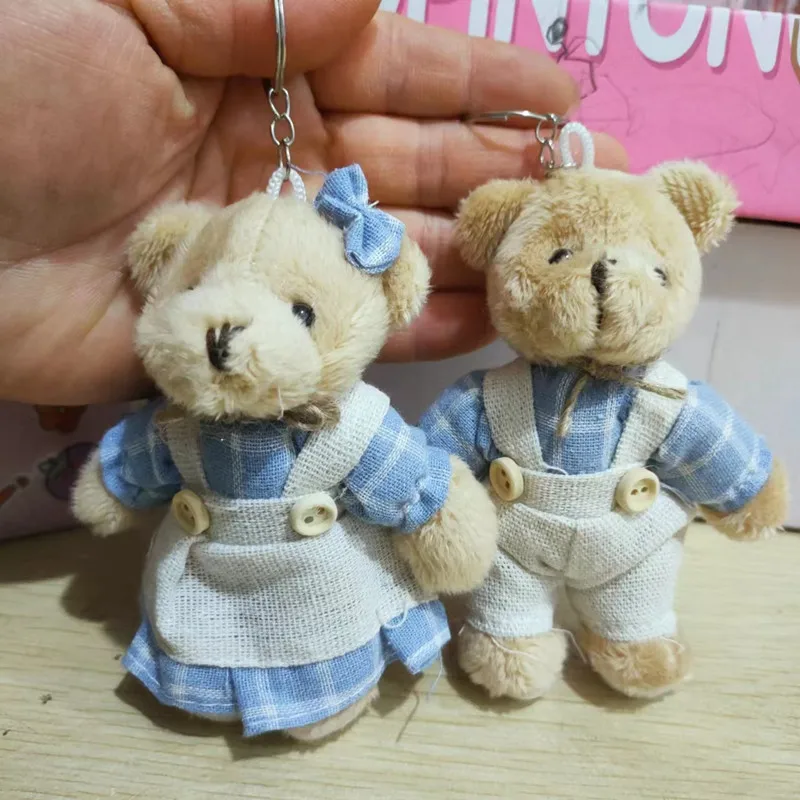 Cute Wear Clothes Bear Plush Cartoon Rabbit Pendant Doll Keychain Backpack Car Bag Decoration Key Ring Girls Gift image 3