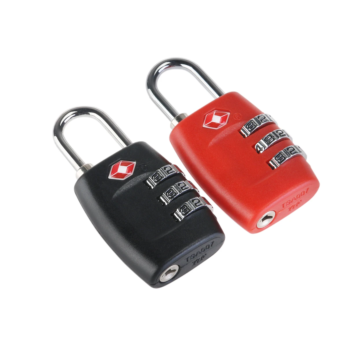 

2Pcs TSA Approved Luggage Padlock 3 Combination Lock Red Black 6x3cm Zinc Alloy Plastic Resettable Password for Suitcase