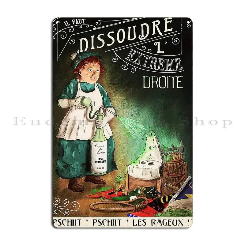 Dissolvant Antifa Poster Fran%C3%A7ais Metal Sign Cinema Garage Party Bar Cave Customize Tin Sign Poster
